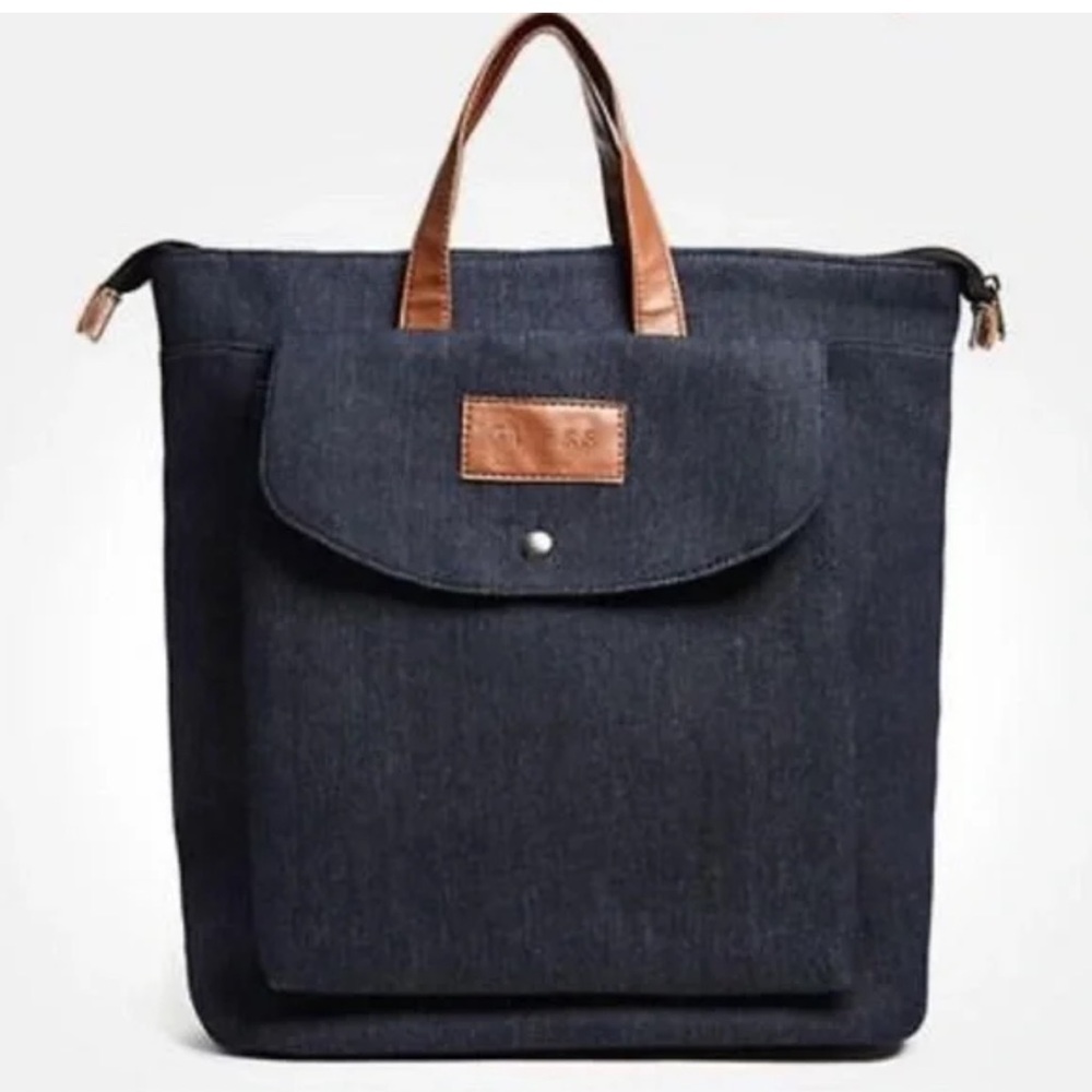 Guess dark wash denim backpack/bag tote - Picture 1 of 11